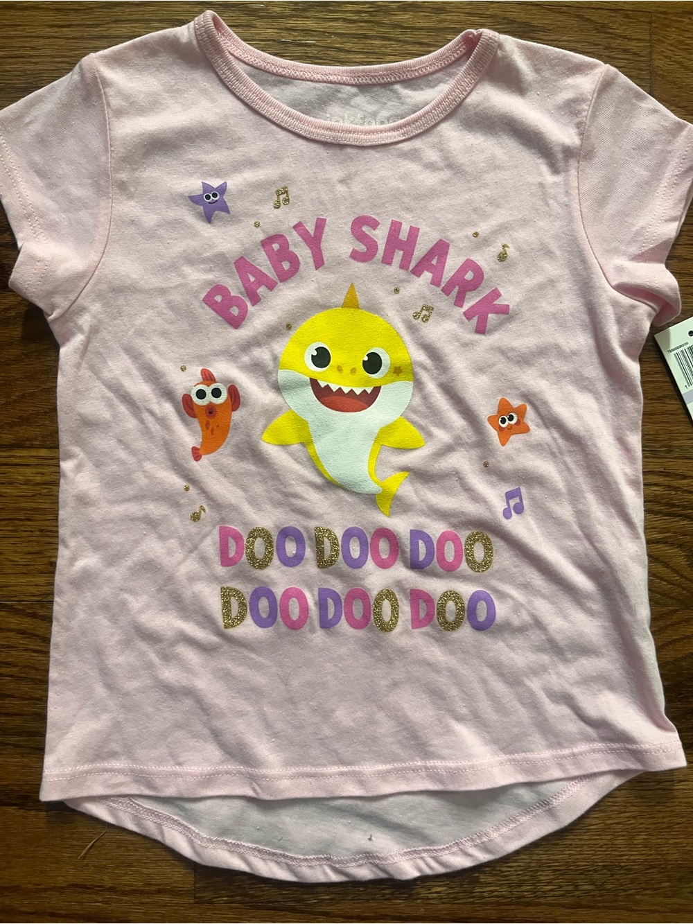 Girls' Pink Baby Shark Graphic Short Sleeve Tee